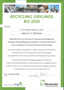 Rewindo Recycling Urkunde