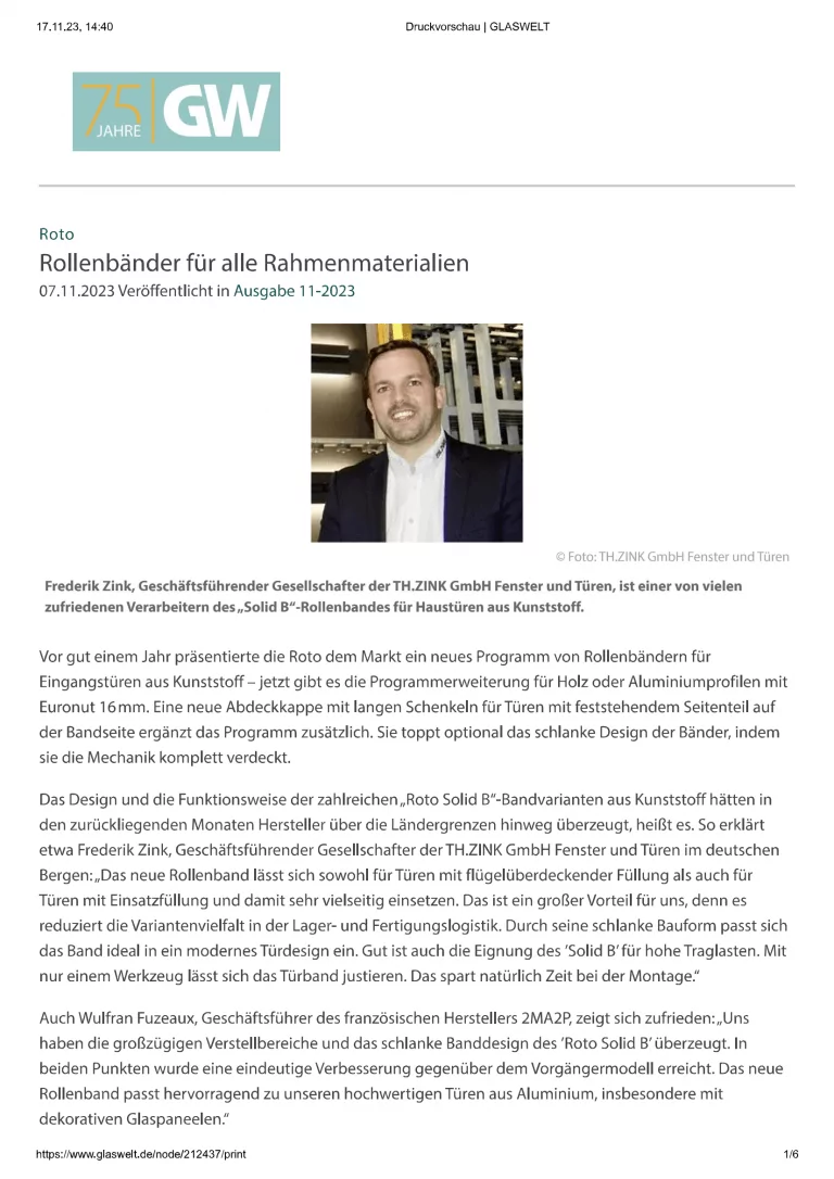 Roto Rollenbänder für alle Rahmenmaterialien